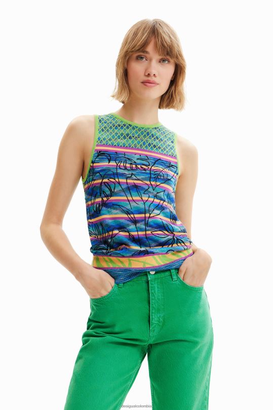 ropa 4802L457 mujer Desigual camiseta de punto a rayas - Desigual sale damen