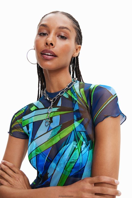 Desigual Colombia pagina oficial - ropa 4802L489 mujer Desigual camiseta corta de tul tropical