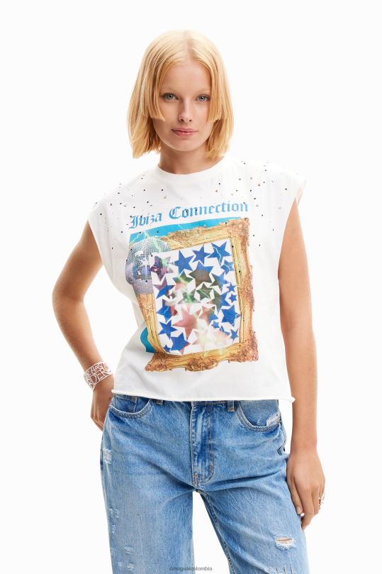 Desigual Colombia bolsos - ropa 4802L504 mujer Desigual camiseta estilo disco con tachuelas