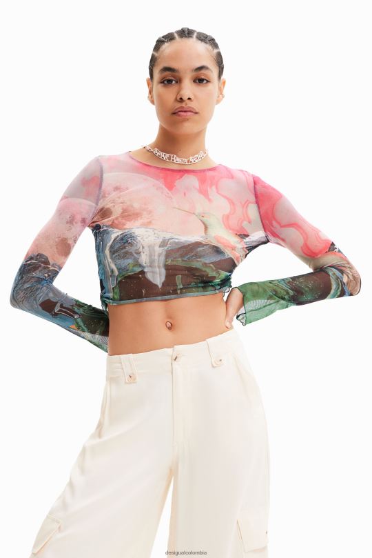 ropa 4802L528 mujer Desigual camiseta corta slim fantasía - Desigual Colombia rebajas
