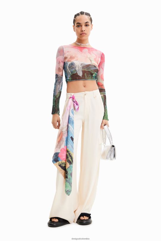 ropa 4802L528 mujer Desigual camiseta corta slim fantasía - Desigual Colombia rebajas