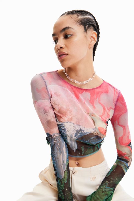 ropa 4802L528 mujer Desigual camiseta corta slim fantasía - Desigual Colombia rebajas