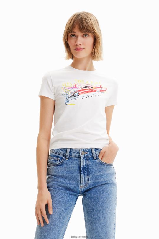 ropa 4802L532 mujer Desigual camiseta slim con ilustración - Desigual sale damen