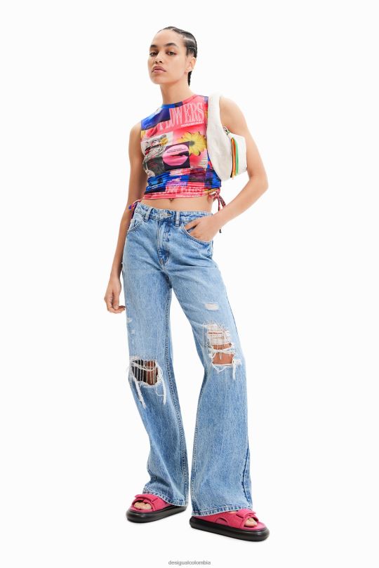 ropa 4802L578 mujer Desigual camiseta con collage fruncido - Desigual sales online