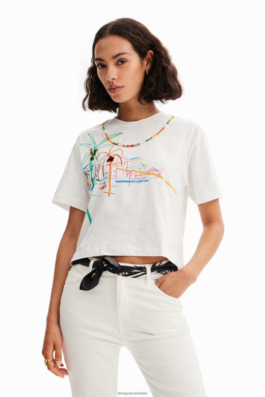 Desigual Colombia - ropa 4802L606 mujer Desigual camiseta con ilustración de collar