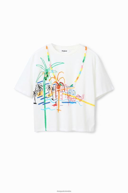 Desigual Colombia - ropa 4802L606 mujer Desigual camiseta con ilustración de collar