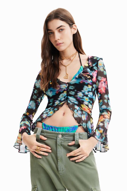 Desigual Colombia bolsos - ropa 4802L608 mujer Desigual camiseta con volantes y flores