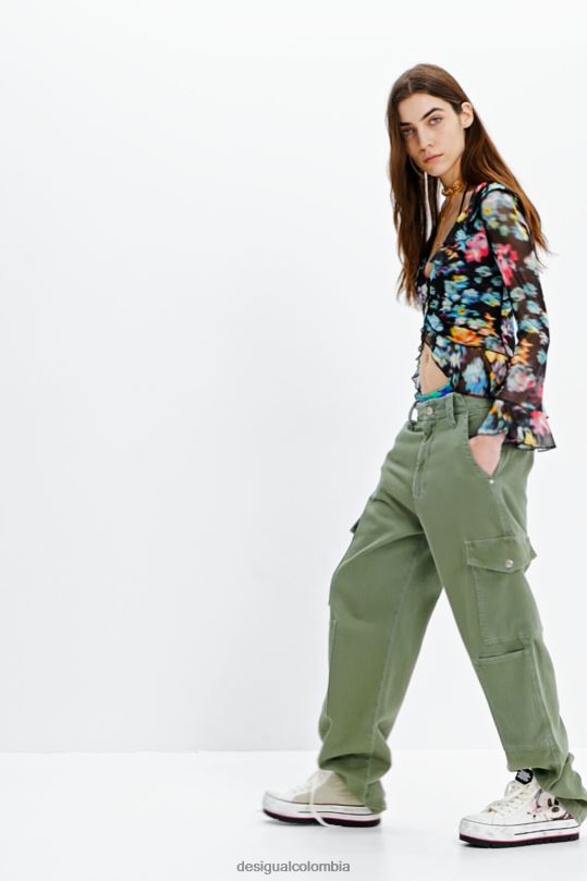 Desigual Colombia bolsos - ropa 4802L608 mujer Desigual camiseta con volantes y flores