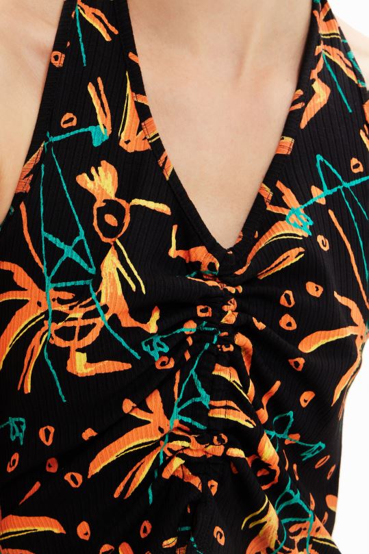 ropa 4802L683 mujer Desigual top corto fruncido - Desigual Colombia Medellín