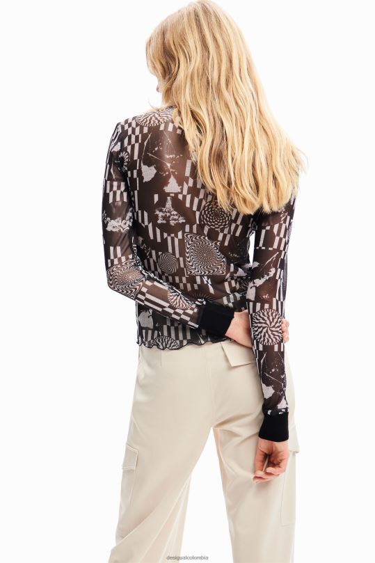 ropa 4802L71 mujer Desigual camiseta psicodélica de tul delgada - Desigual sales online