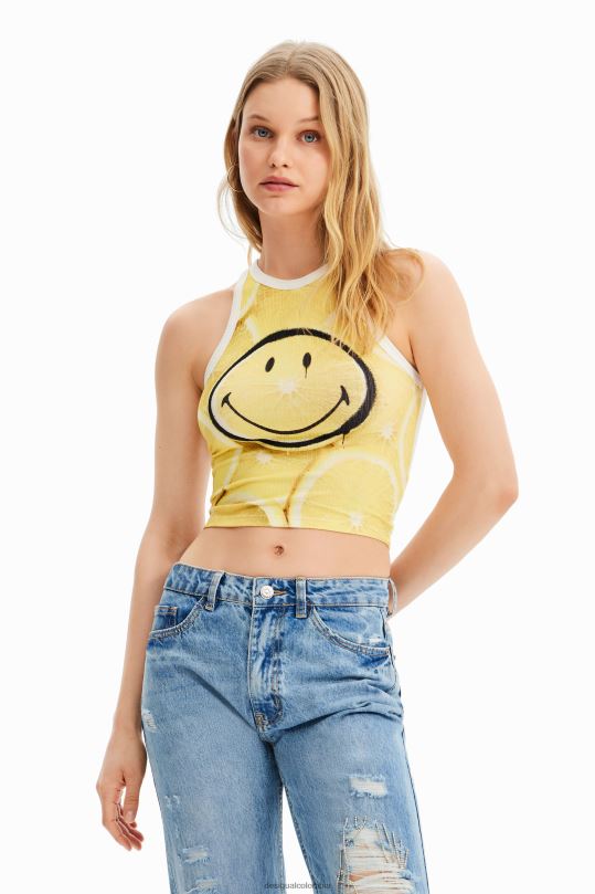 Desigual Colombia bolsos - ropa 4802L748 mujer Desigual camiseta slim de canalé con smiley