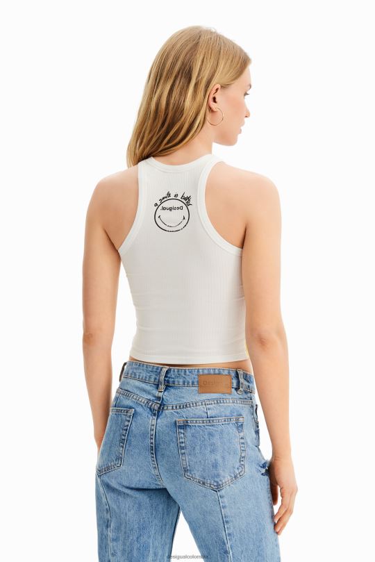 Desigual Colombia bolsos - ropa 4802L748 mujer Desigual camiseta slim de canalé con smiley