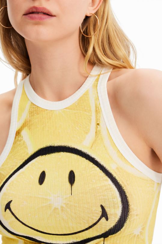 Desigual Colombia bolsos - ropa 4802L748 mujer Desigual camiseta slim de canalé con smiley
