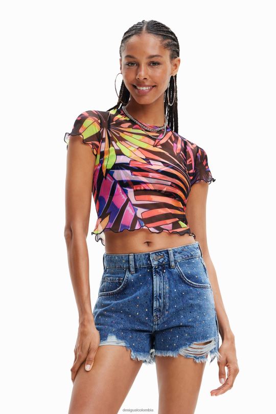 blusas Desigual bogota - ropa 4802L751 mujer Desigual camiseta corta de tul tropical