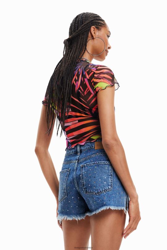 blusas Desigual bogota - ropa 4802L751 mujer Desigual camiseta corta de tul tropical
