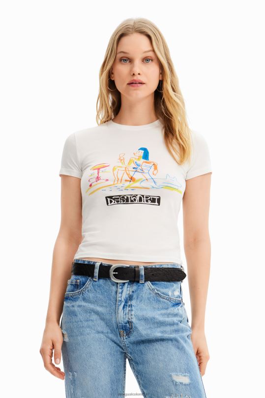 ropa 4802L773 mujer Desigual camiseta manga corta con ilustración - Desigual sale damen