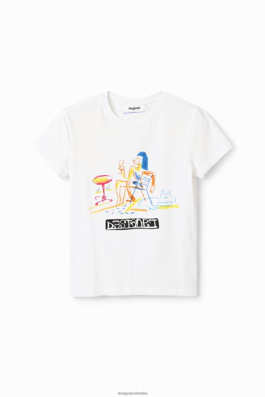 ropa 4802L773 mujer Desigual camiseta manga corta con ilustración - Desigual sale damen