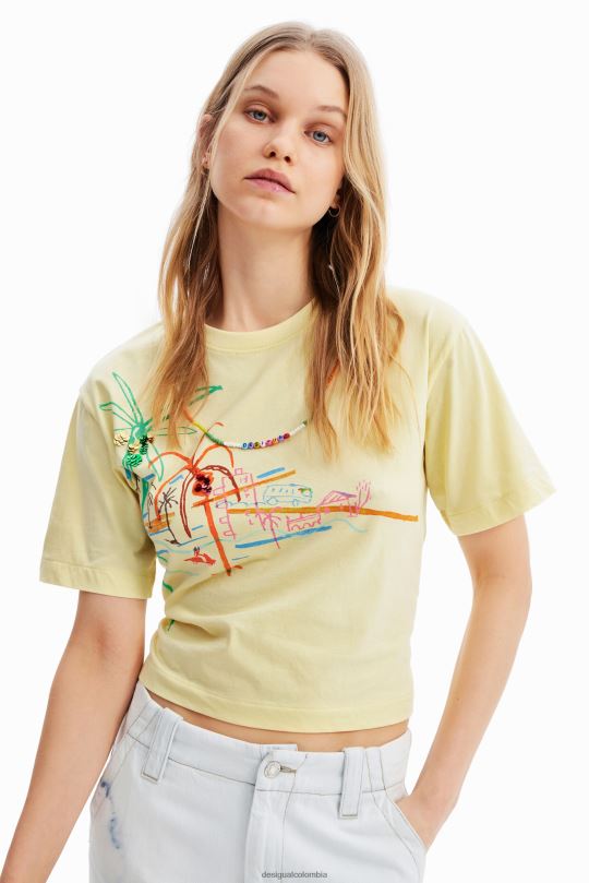 ropa 4802L776 mujer Desigual camiseta con ilustración de collar - Desigual sales online
