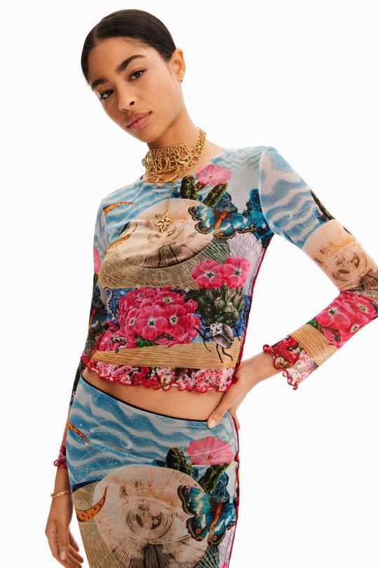 Desigual Colombia bolsos - ropa 4802L847 mujer Desigual camiseta corta slim fantasía