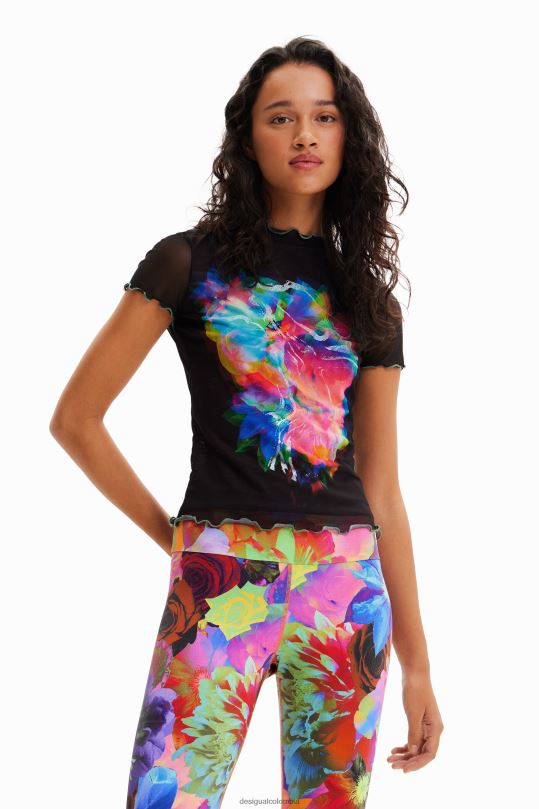 Desigual zapatos Colombia - ropa 4802L848 mujer Desigual camiseta ajustada de tul con flores
