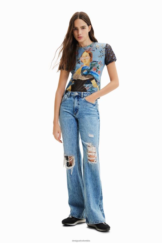 ropa 4802L858 mujer Desigual camiseta con collage de punto - Desigual sale damen