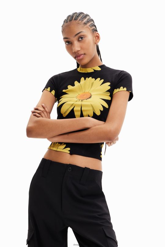 Desigual Colombia - ropa 4802L89 mujer Desigual camiseta de canalé con margaritas