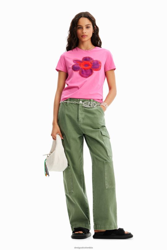 ropa 4802L8 mujer Desigual camiseta con ilustración de flores - Desigual sale damen
