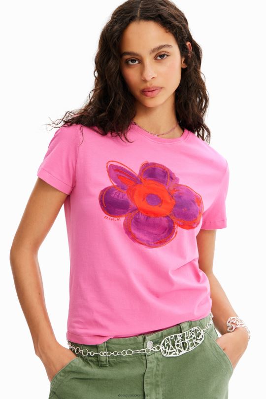 ropa 4802L8 mujer Desigual camiseta con ilustración de flores - Desigual sale damen
