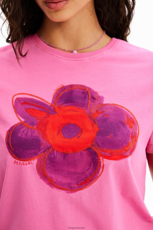ropa 4802L8 mujer Desigual camiseta con ilustración de flores - Desigual sale damen