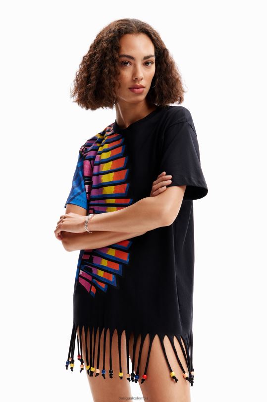 ropa 4802L908 mujer Desigual camiseta tropical extragrande con cuentas - Desigual Colombia rebajas
