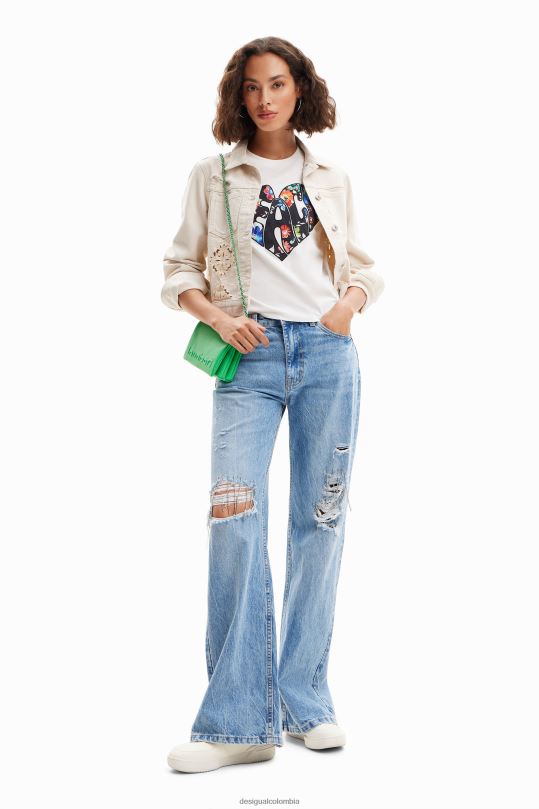 ropa 4802L925 mujer Desigual camiseta del corazón de la paz - Desigual Colombia Medellín