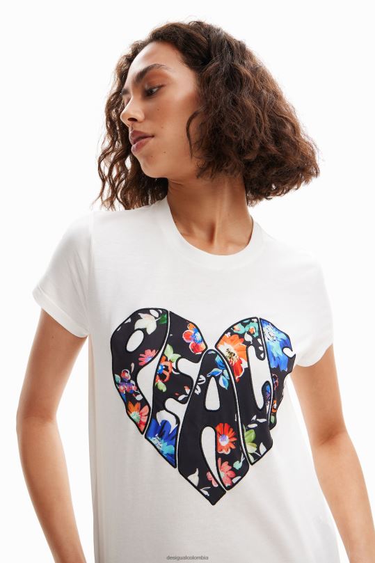 ropa 4802L925 mujer Desigual camiseta del corazón de la paz - Desigual Colombia Medellín