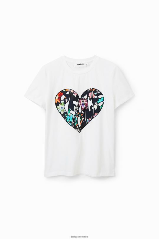 ropa 4802L925 mujer Desigual camiseta del corazón de la paz - Desigual Colombia Medellín