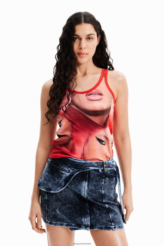 ropa 4802L948 mujer Desigual top sin mangas con cara de nathy peluso - Desigual Colombia rebajas