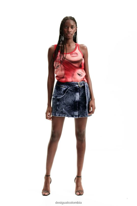 ropa 4802L948 mujer Desigual top sin mangas con cara de nathy peluso - Desigual Colombia rebajas