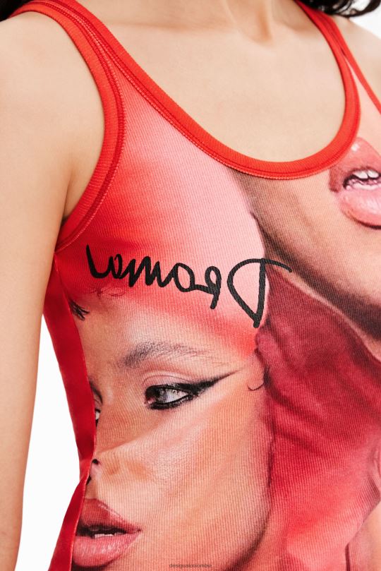 ropa 4802L948 mujer Desigual top sin mangas con cara de nathy peluso - Desigual Colombia rebajas