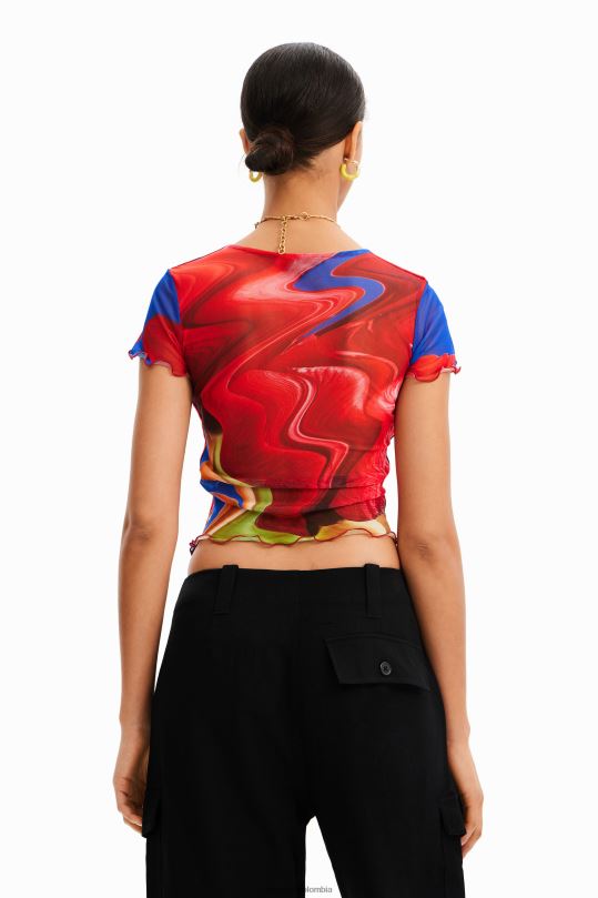 ropa 4802L959 mujer Desigual camiseta corta de tul jaspeado - Desigual Colombia Medellín