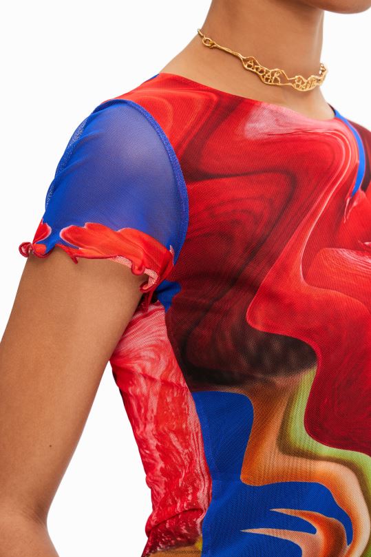 ropa 4802L959 mujer Desigual camiseta corta de tul jaspeado - Desigual Colombia Medellín