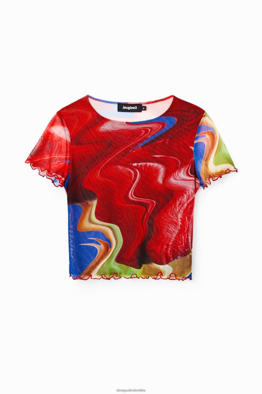ropa 4802L959 mujer Desigual camiseta corta de tul jaspeado - Desigual Colombia Medellín