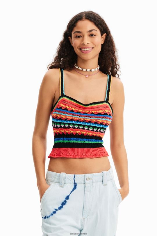 Desigual zapatos Colombia - ropa 4802L970 mujer Desigual top corto de crochet con tiras