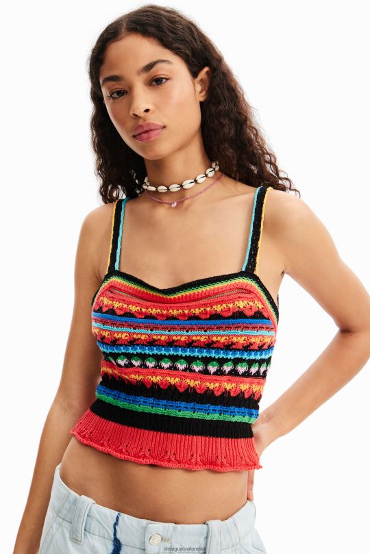 Desigual zapatos Colombia - ropa 4802L970 mujer Desigual top corto de crochet con tiras