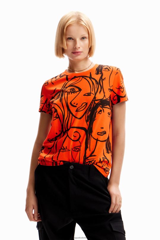 blusas Desigual bogota - ropa 4802L978 mujer Desigual camiseta con cara en contraste