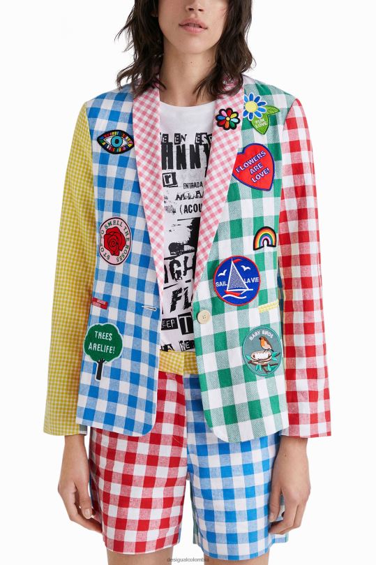 ropa 4802L1060 mujer Desigual blazer con patchwork a cuadros de johnson hartig - Desigual sales online