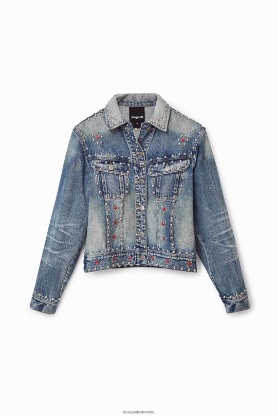 ropa 4802L1065 mujer Desigual chaqueta vaquera con tachuelas de johnson hartig - Desigual shop