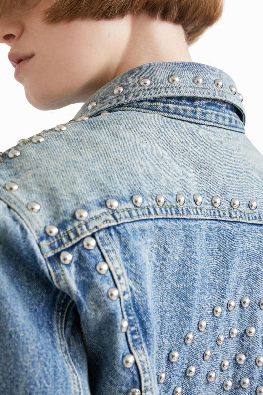 ropa 4802L1065 mujer Desigual chaqueta vaquera con tachuelas de johnson hartig - Desigual shop