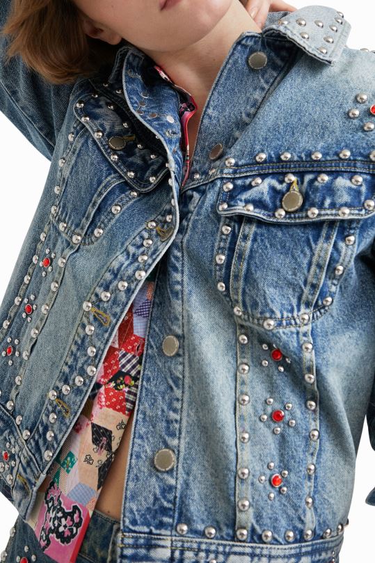 ropa 4802L1065 mujer Desigual chaqueta vaquera con tachuelas de johnson hartig - Desigual shop
