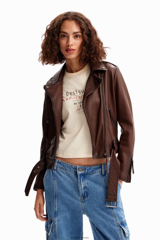 ropa 4802L1169 mujer Desigual chaqueta motera con cinturón - Desigual sale damen
