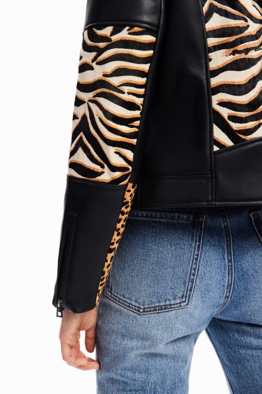 Desigual zapatos Colombia - ropa 4802L181 mujer Desigual chaqueta motera de cuero con patchwork