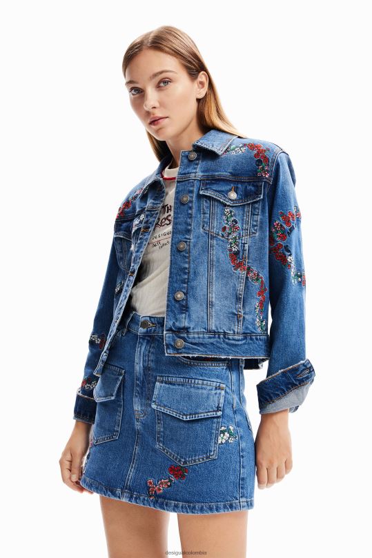 ropa 4802L211 mujer Desigual chaqueta estilo camionero de mezclilla bordada - Desigual shop