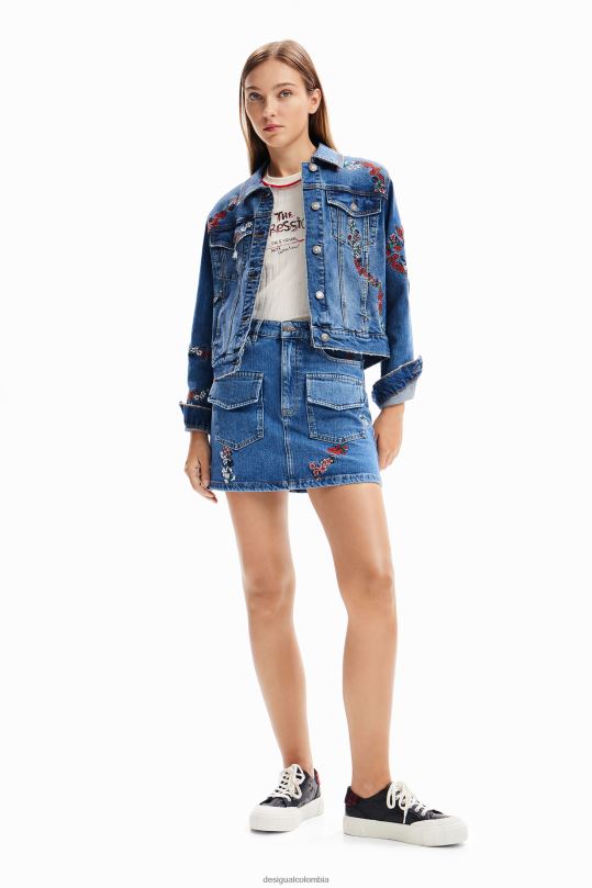ropa 4802L211 mujer Desigual chaqueta estilo camionero de mezclilla bordada - Desigual shop